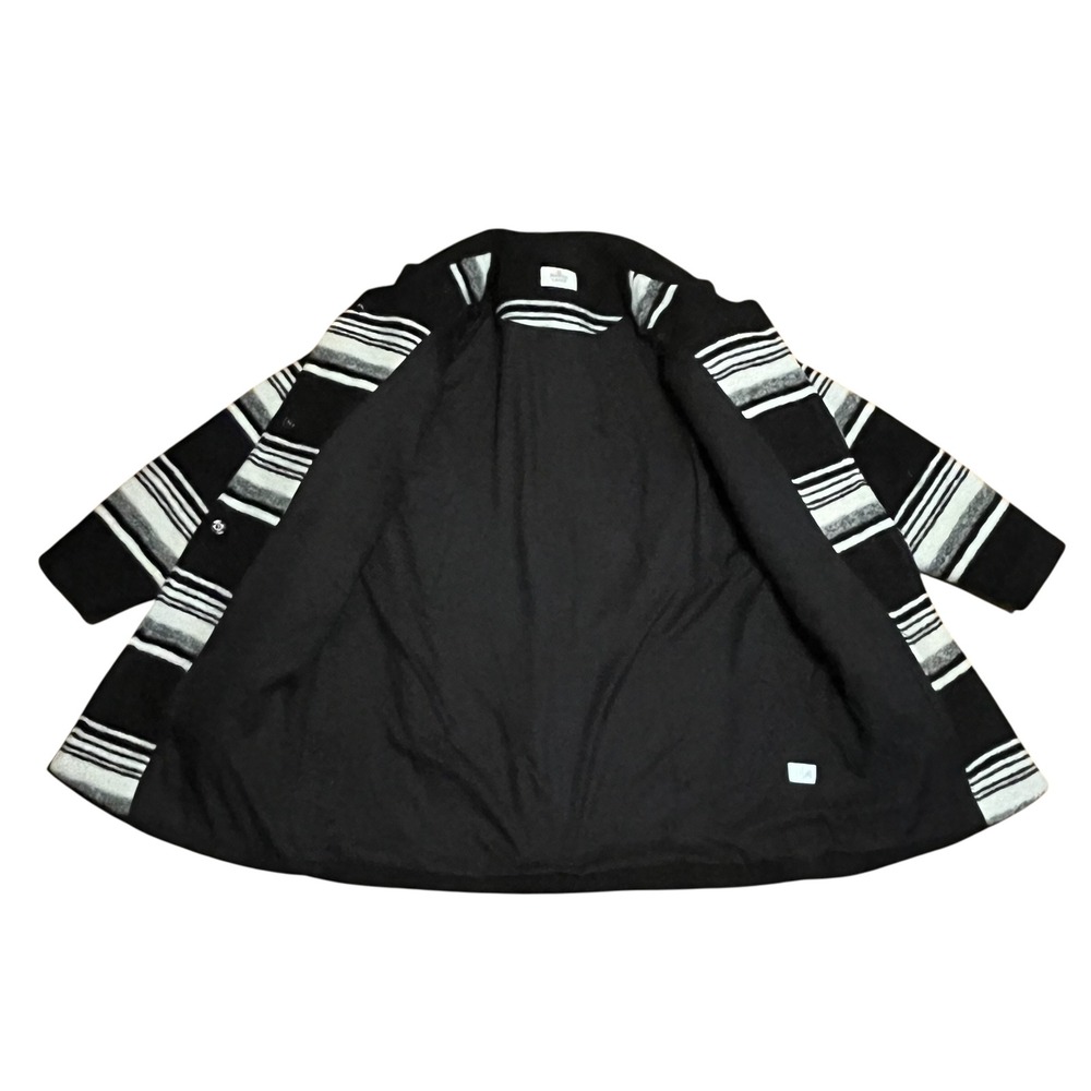 Marine Layer Carey Cocoon Coat XS Striped Wool Blend Overcoat Black White - Picture 5 of 8